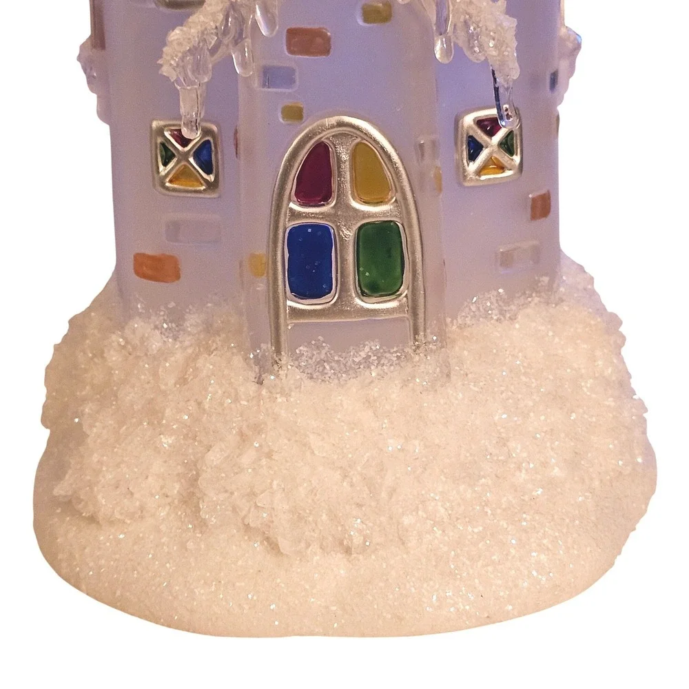 Holiday Ice Sculptures Chapel in the Snow Color Changing Lighted Church C144